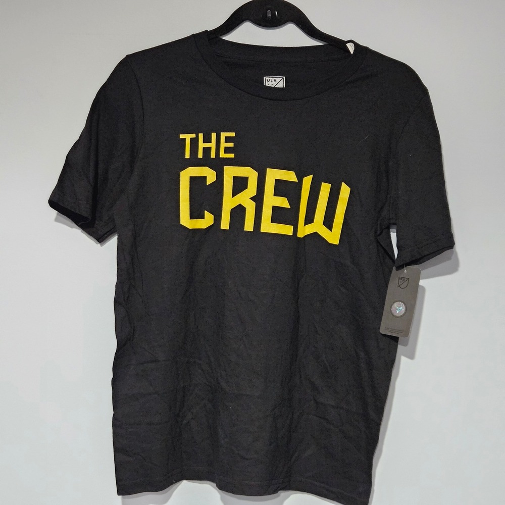 Columbus Crew SC MLS Youth T Shirt Black Yellow The Crew Soccer Size L 14 16